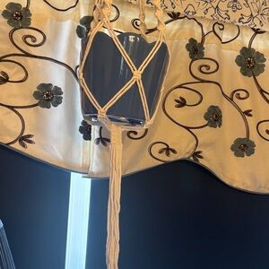 Blue Ceramic Hanging Planter with Macrame Rope